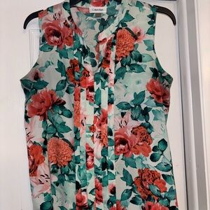 Calvin Klein Sleeveless Floral Blouse - Red and Green